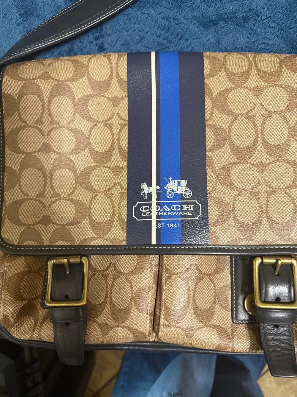 Coach Heritage Stripe Map Bag